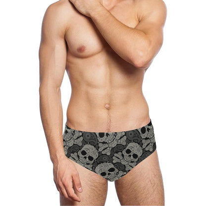 Paisley Skull Pattern Print Design A01 Men's Swimming Briefs