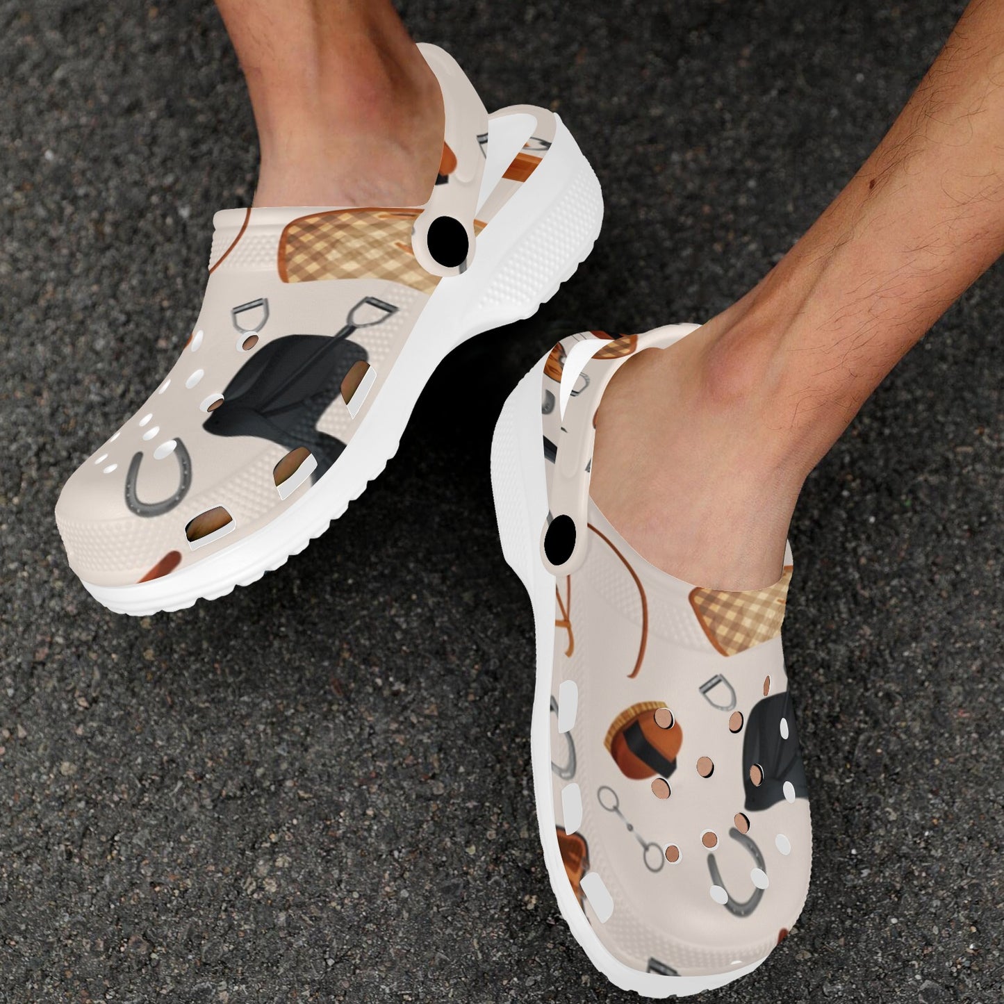 Equestrian Equipment Print Pattern Unisex Clogs Shoes