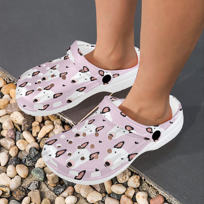 Bull Terrier Pink Print Pattern Unisex Clogs Shoes