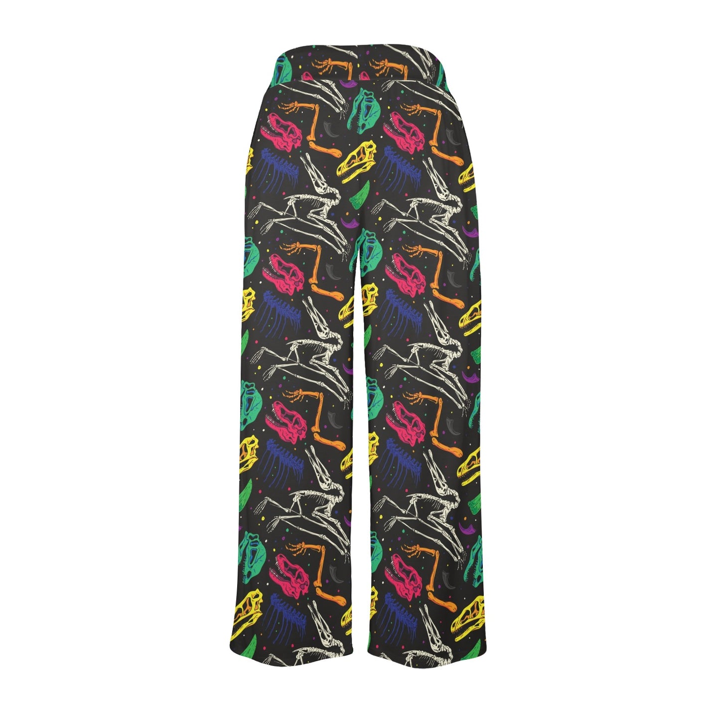 Dinosaur Skull Color Print Pattern Women's Wide Leg Lounge Pants