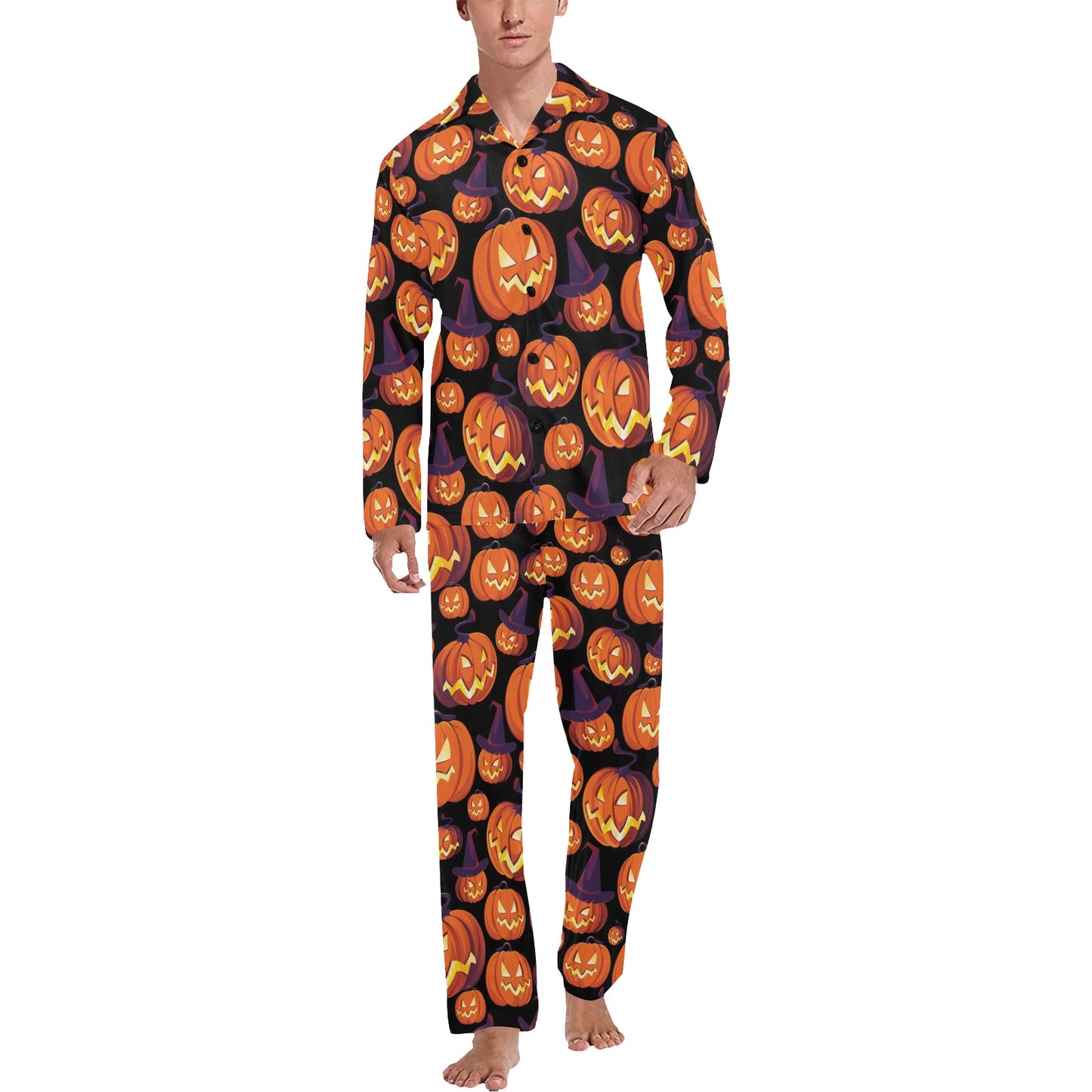 Halloween Pattern Print Design 04 Men's Long Pajama Set