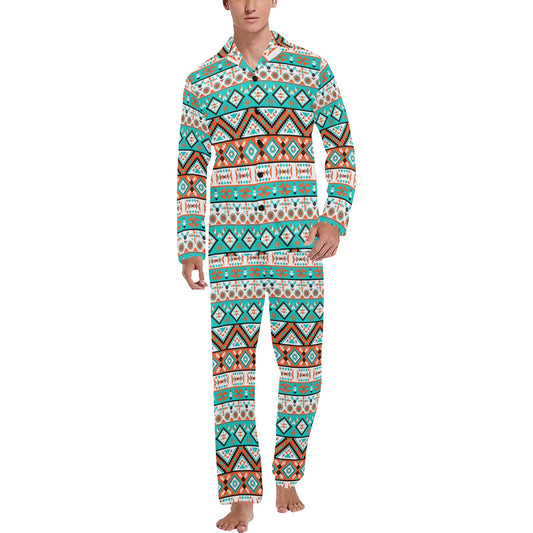 Navajo Style Print Pattern Men's Long Pajama Set