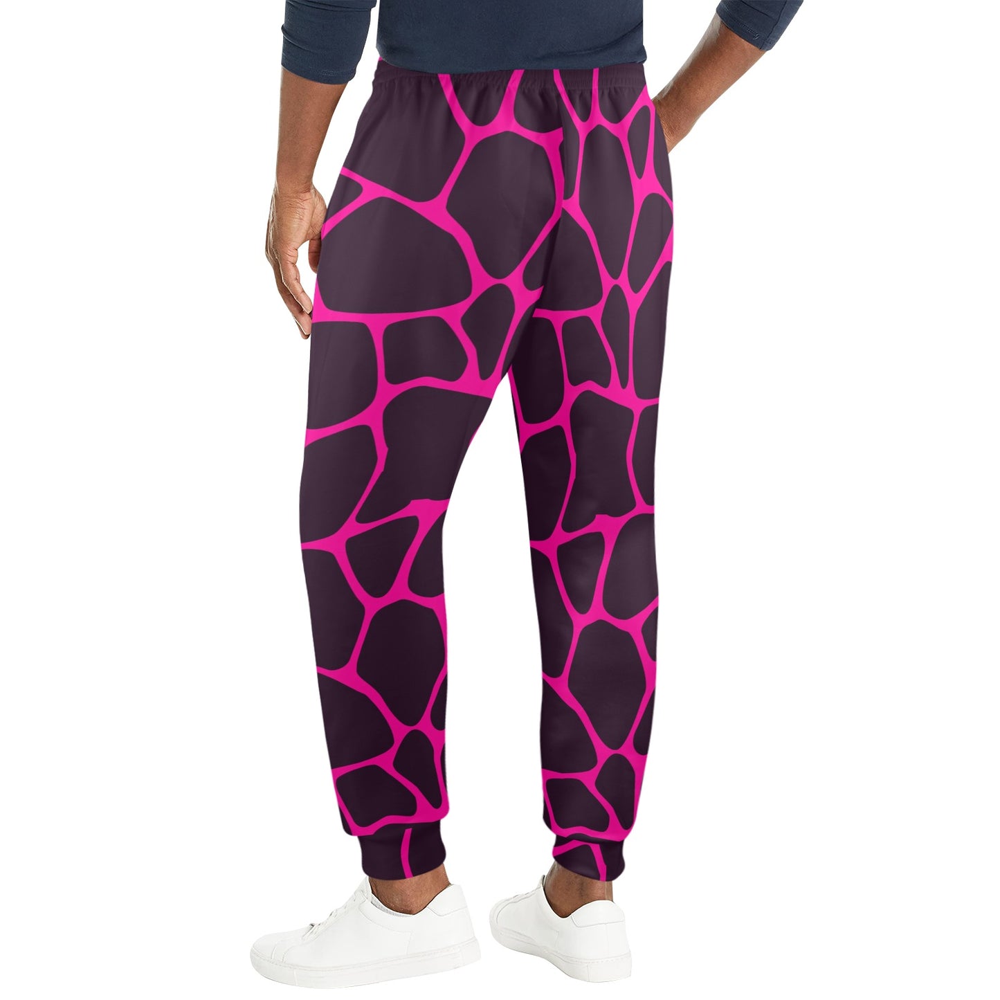 Giraffe Pink Background Texture Print Men's Casual Track Pants