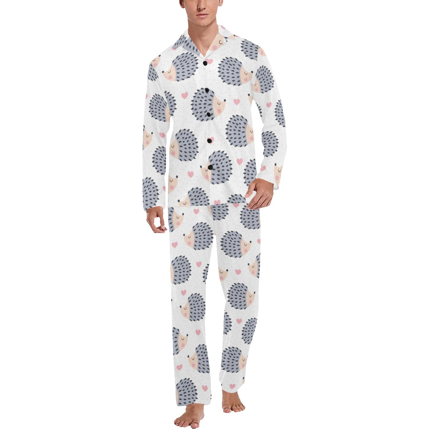 Hedgehog Baby Pattern Print Design 03 Men's Long Pajama Set