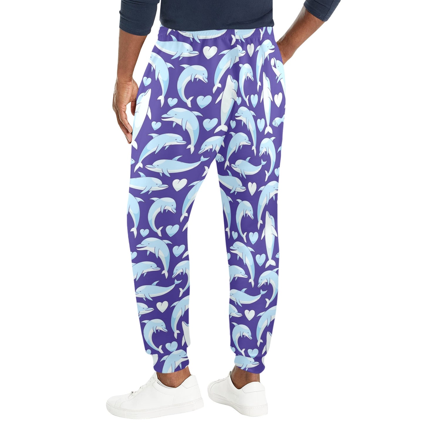 Dolphin Smile Print Pattern Men's Casual Track Pants