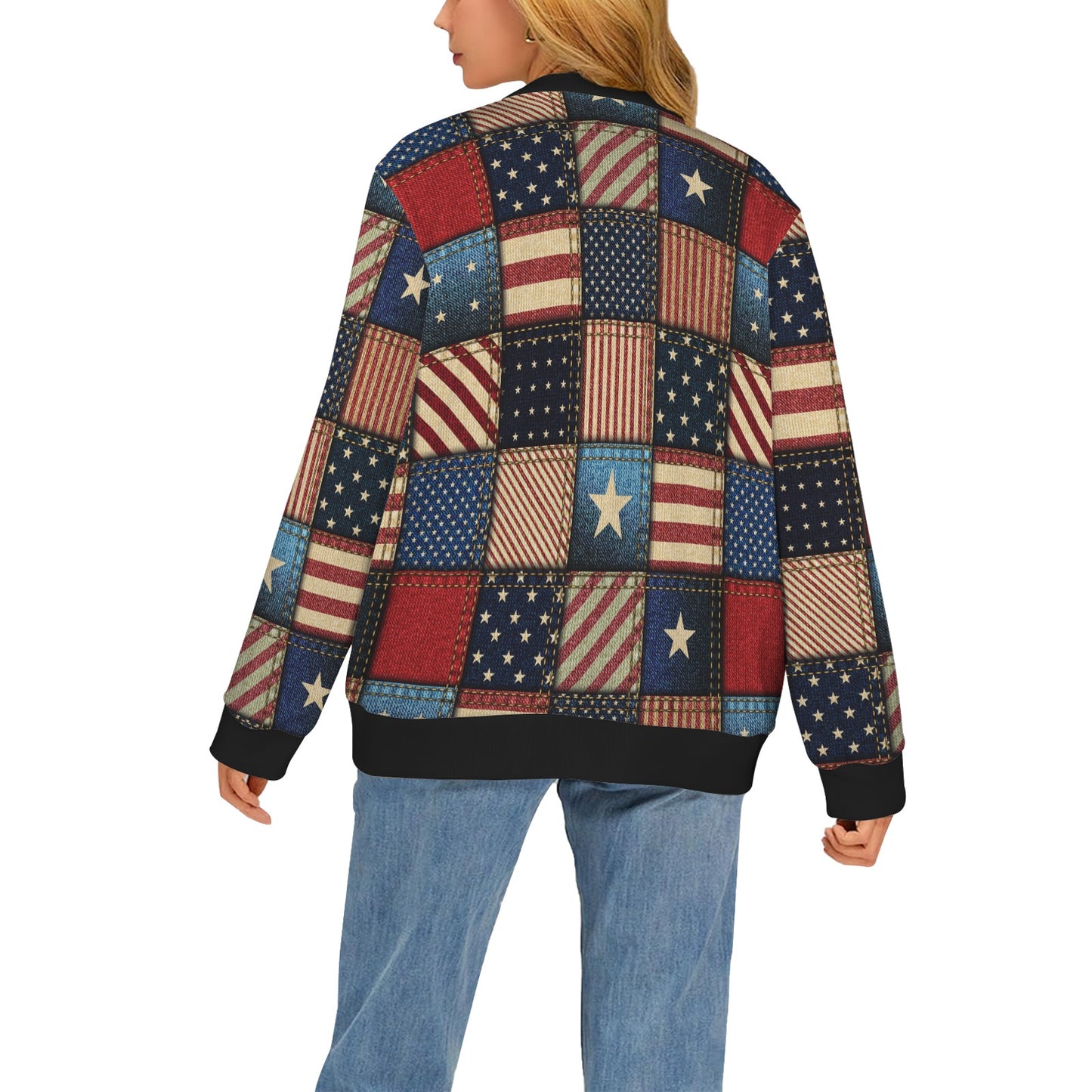 American flag Patchwork Design Women's Cardigan