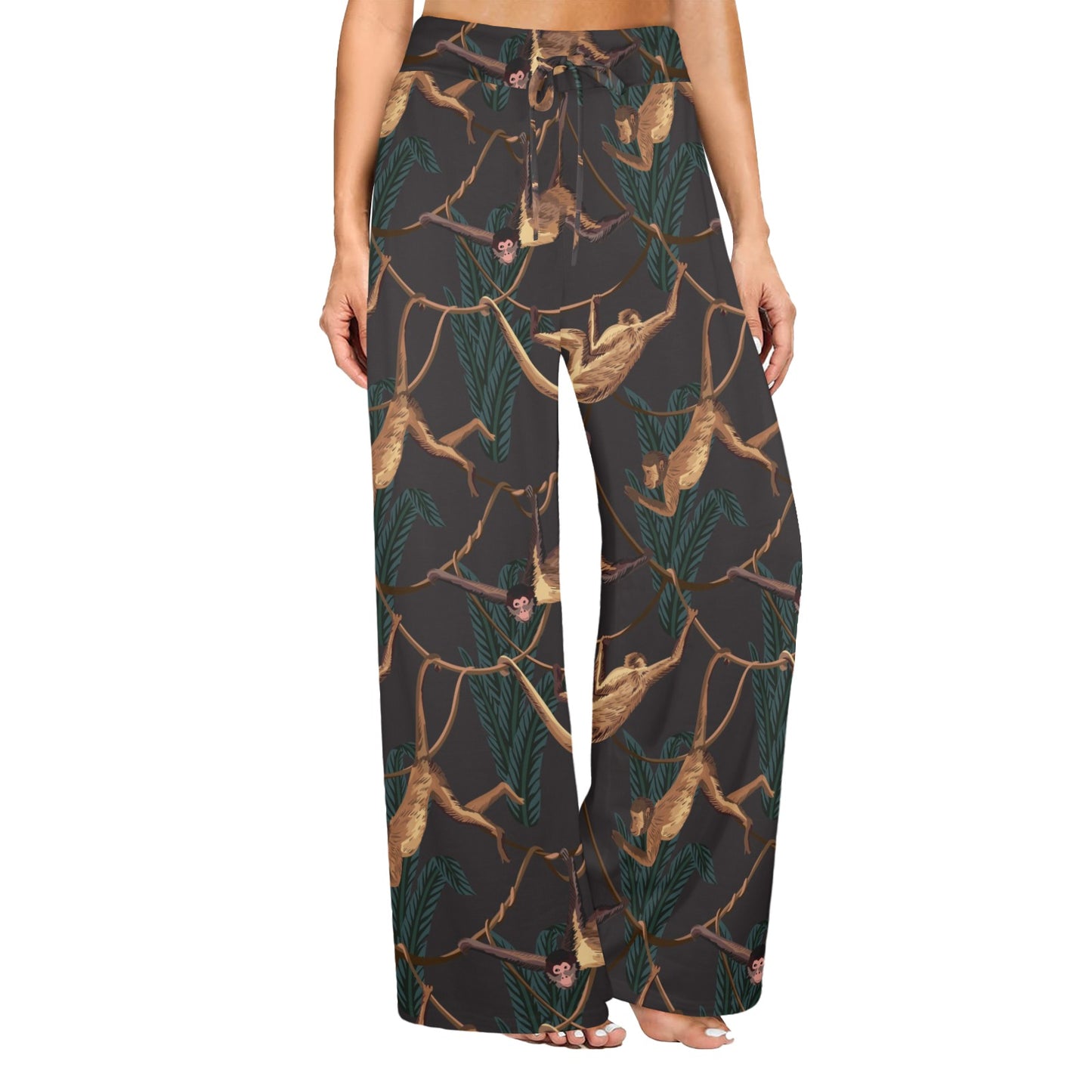 Monkey Pattern Print Design 02 Women's Wide Leg Lounge Pants