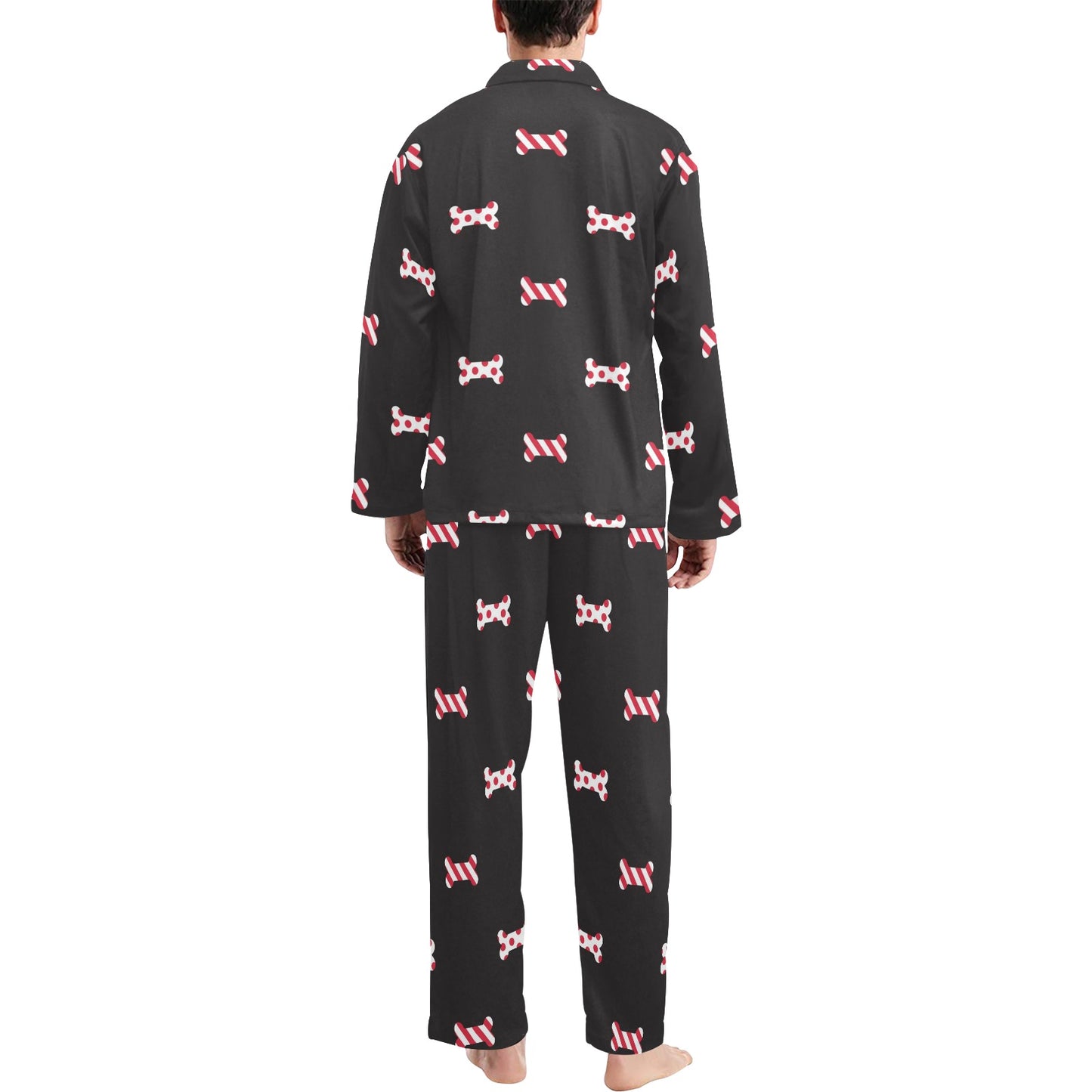 Dog Bone Pattern Print Design 04 Men's Long Pajama Set