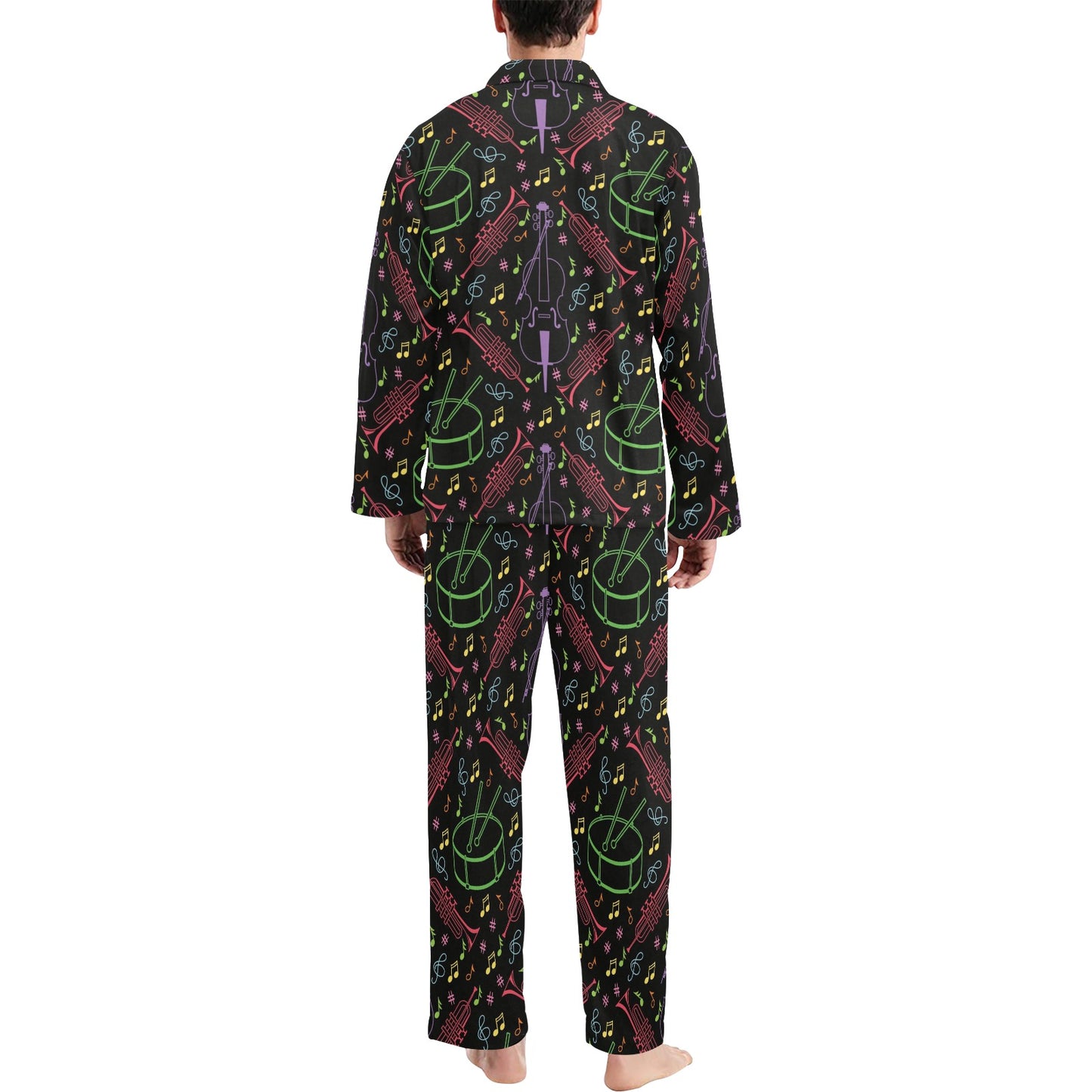 Cello Neon Pattern Print Design 02 Men's Long Pajama Set