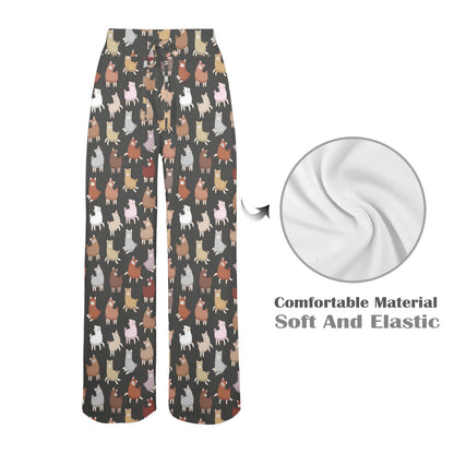 Alpaca Cute Design Themed Print Women's Wide Leg Lounge Pants