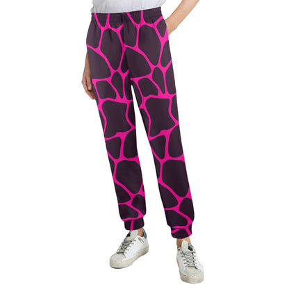 Giraffe Pink Background Texture Print Women's Casual Track Pants