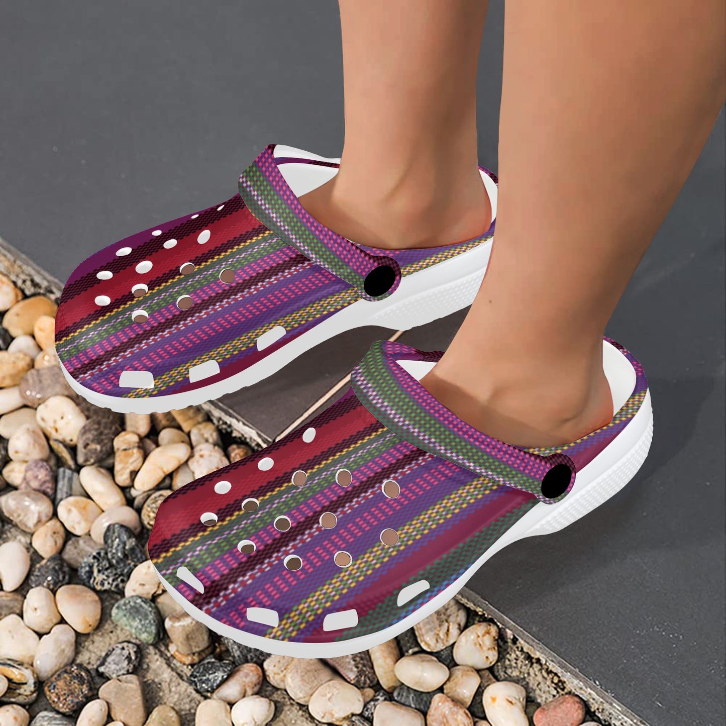 Serape Stripe Print Unisex Clogs Shoes