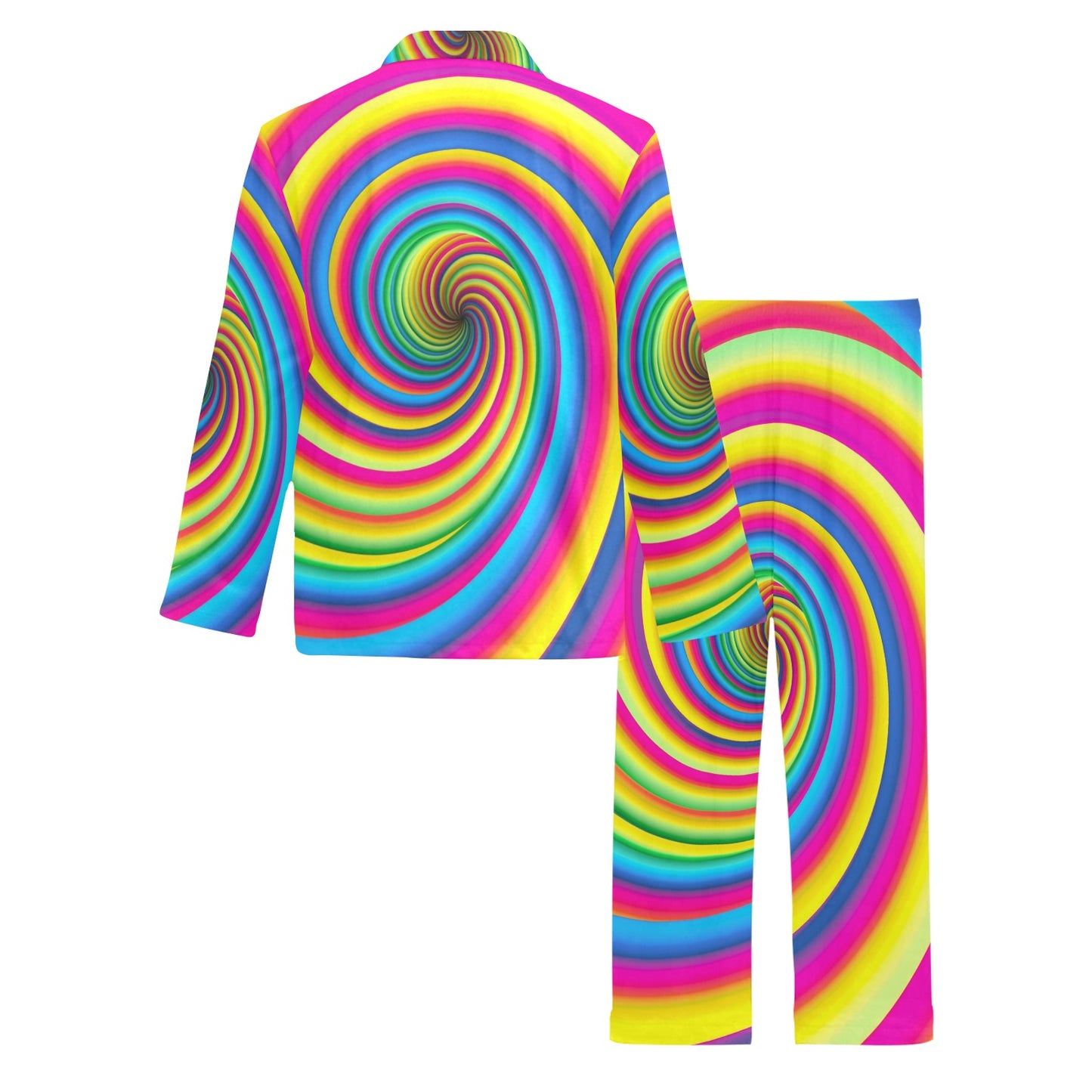 Vortex Twist Swirl Rainbow Design Men's Long Pajama Set
