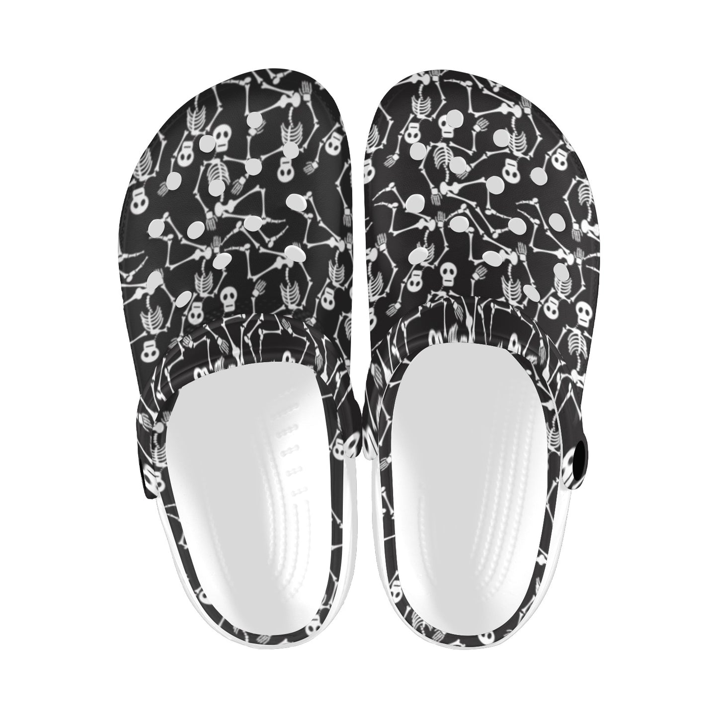 Skeleton Themed Print Unisex Clogs Shoes