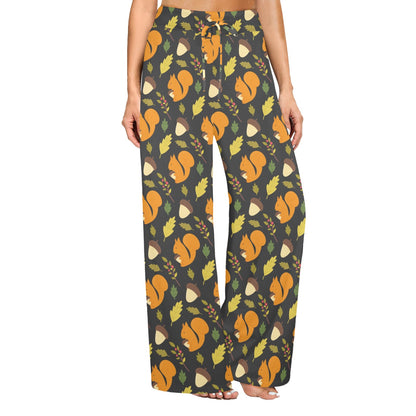 Squirrel Print Design LKS301 Women's Wide Leg Lounge Pants