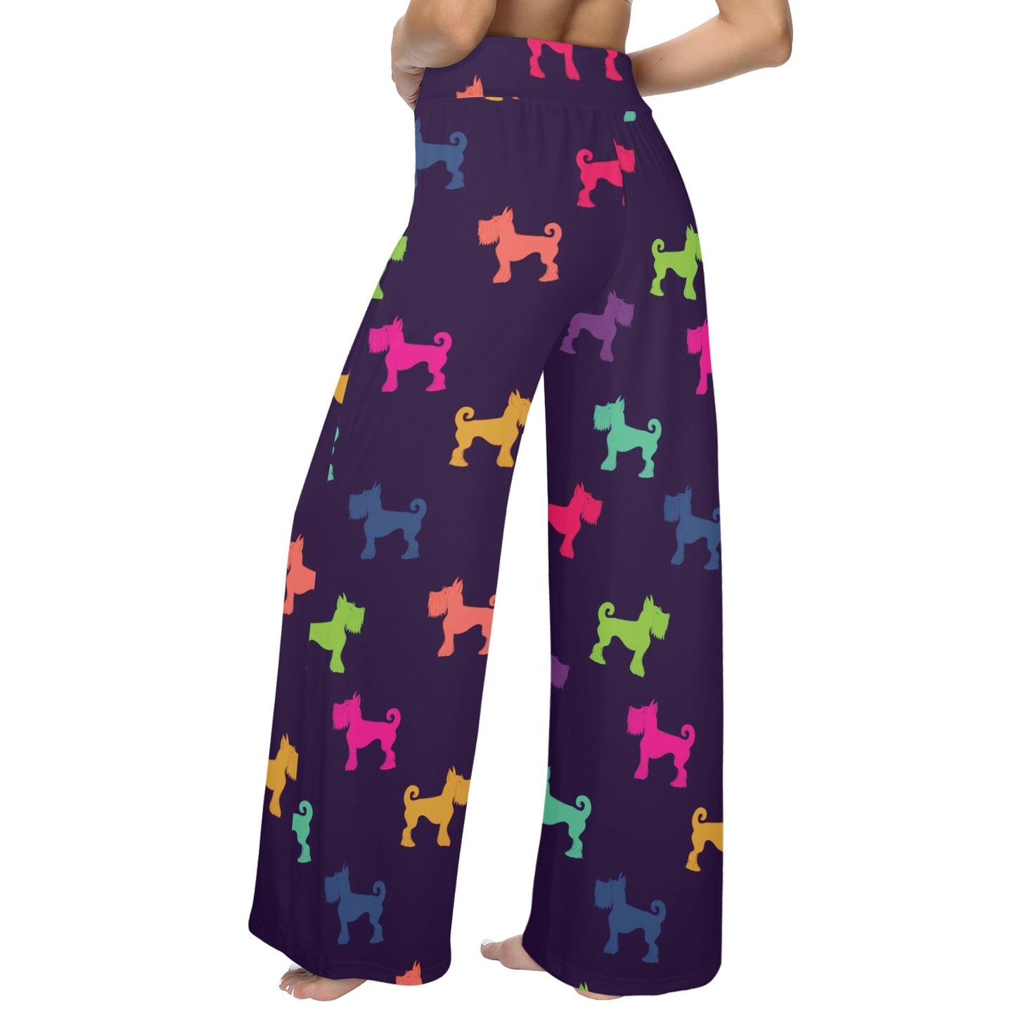 Schnauzers Pattern Print Design A05 Women's Wide Leg Lounge Pants