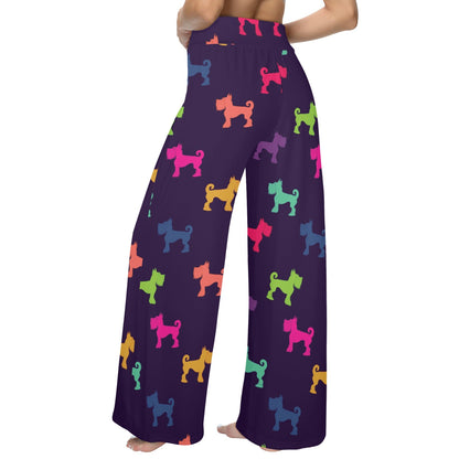 Schnauzers Pattern Print Design A05 Women's Wide Leg Lounge Pants