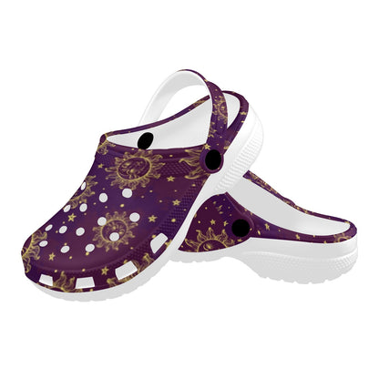 Sun Moon Star Design Themed Print Unisex Clogs Shoes
