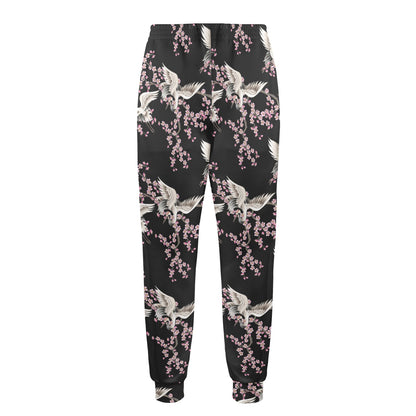 Crane Pattern Print Design 01 Men's Casual Track Pants