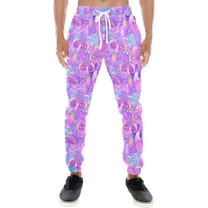 Psychedelic Trippy Mushroom Print Men's Sweatpants