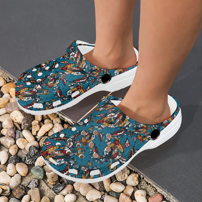Sea Turtle Tribal Colorful Hand Drawn Unisex Clogs Shoes