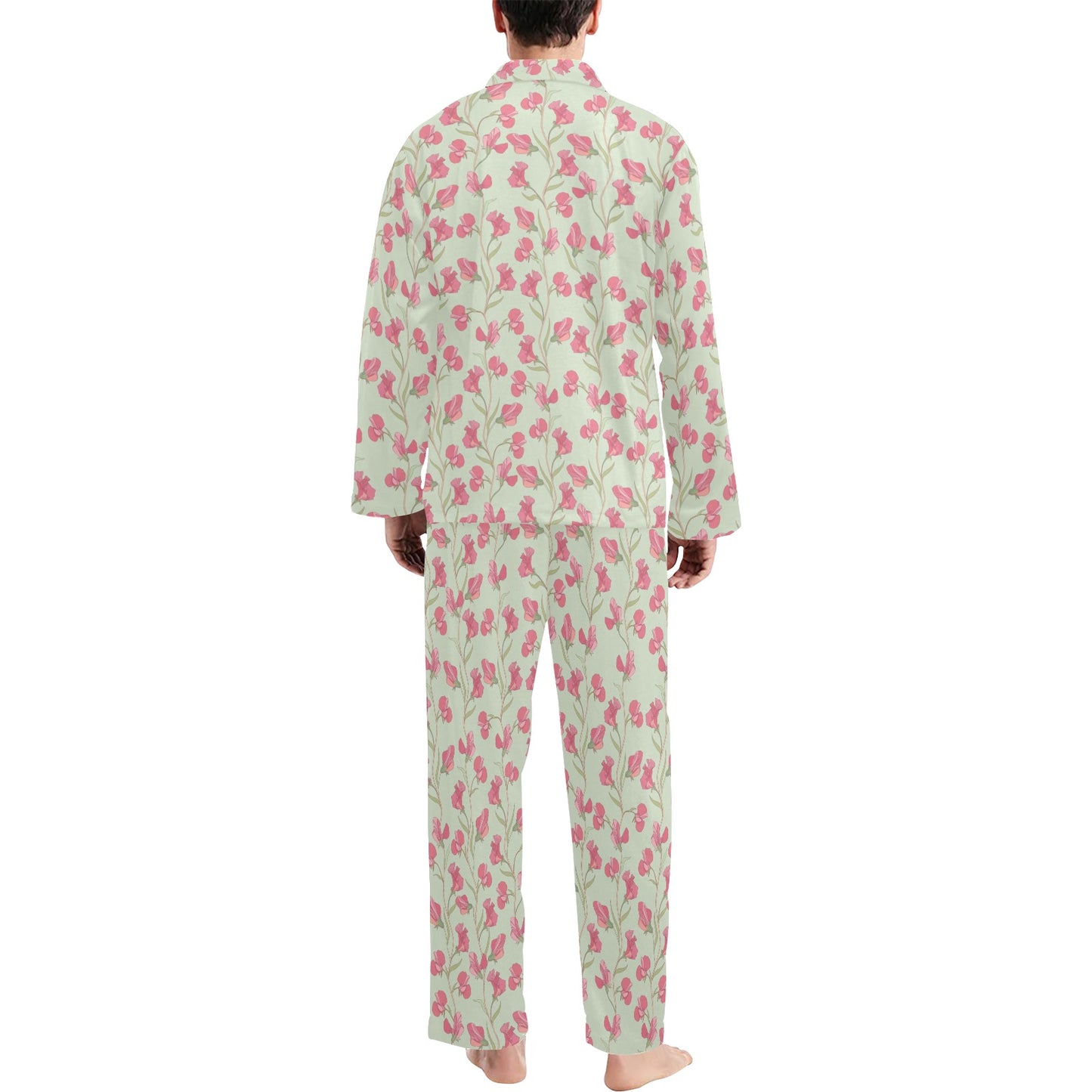Sweet Pea Print Design LKS301 Men's Long Pajama Set