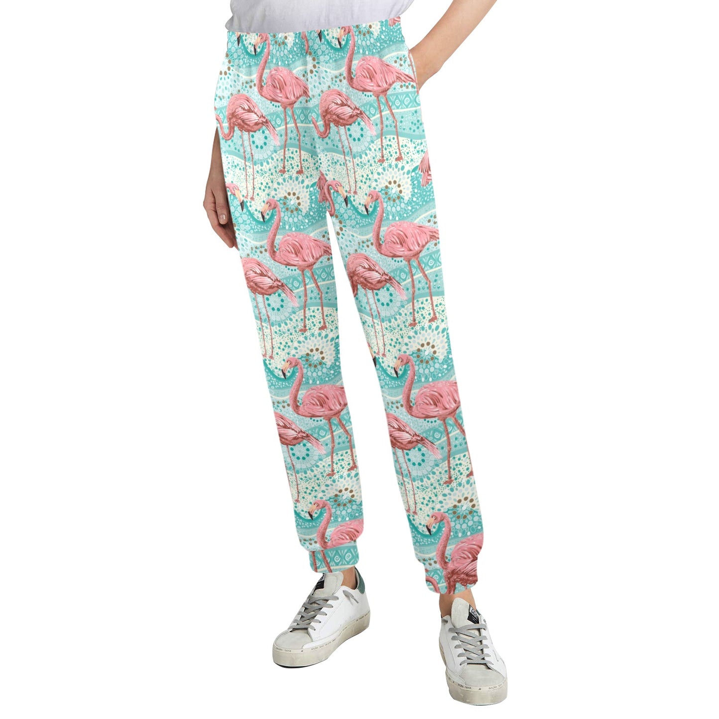 Flamingo Background Themed Print Women's Casual Track Pants
