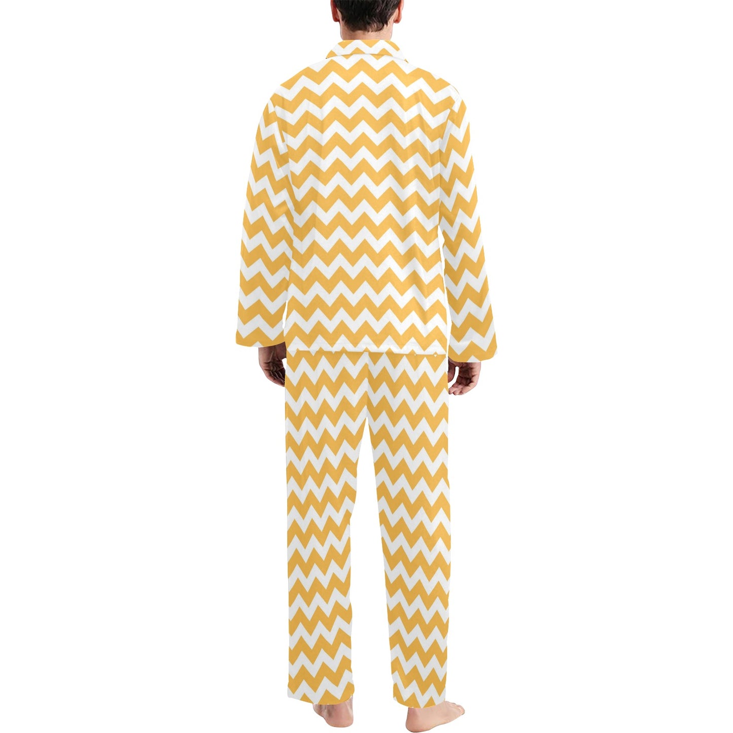Chevron Orange Pattern Print Design 01 Men's Long Pajama Set