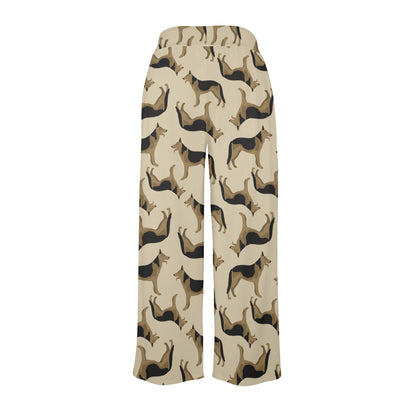 German Shepherd Design Print Pattern JJ0255 Women's Wide Leg Lounge Pants