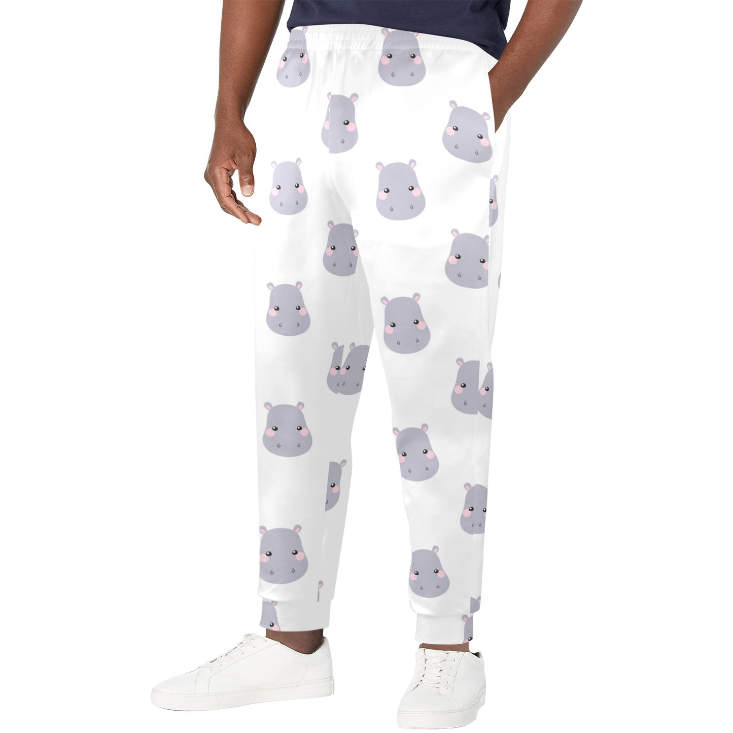 Hippo Design Print Pattern JJ0350 Men's Casual Track Pants