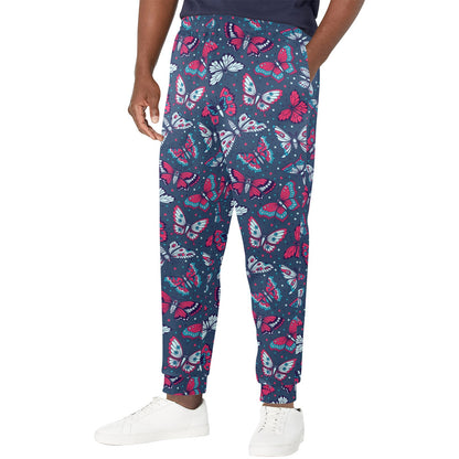 Butterfly Red Deep Blue Print Pattern Men's Casual Track Pants