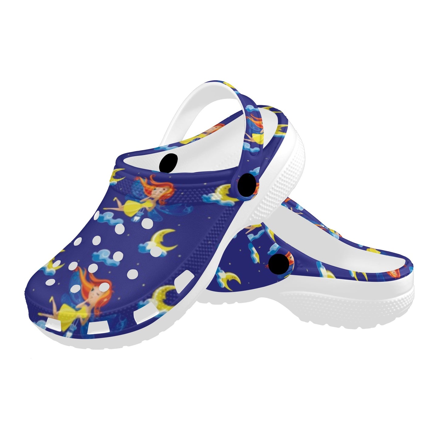 Fairy with Moon Print Pattern Unisex Clogs Shoes