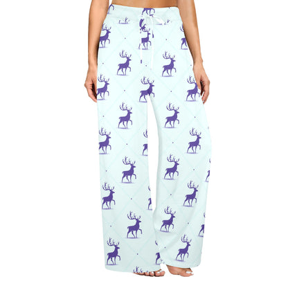 elk Design Print Pattern JJ0195 Women's Wide Leg Lounge Pants