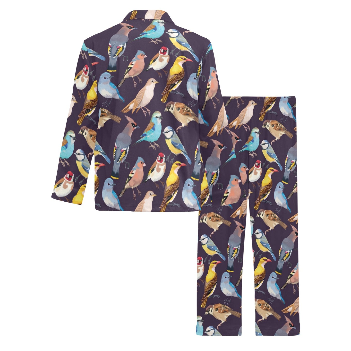 Bird Cute Print Pattern Men's Long Pajama Set