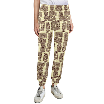 Tiki Brown Mask Print Women's Casual Track Pants