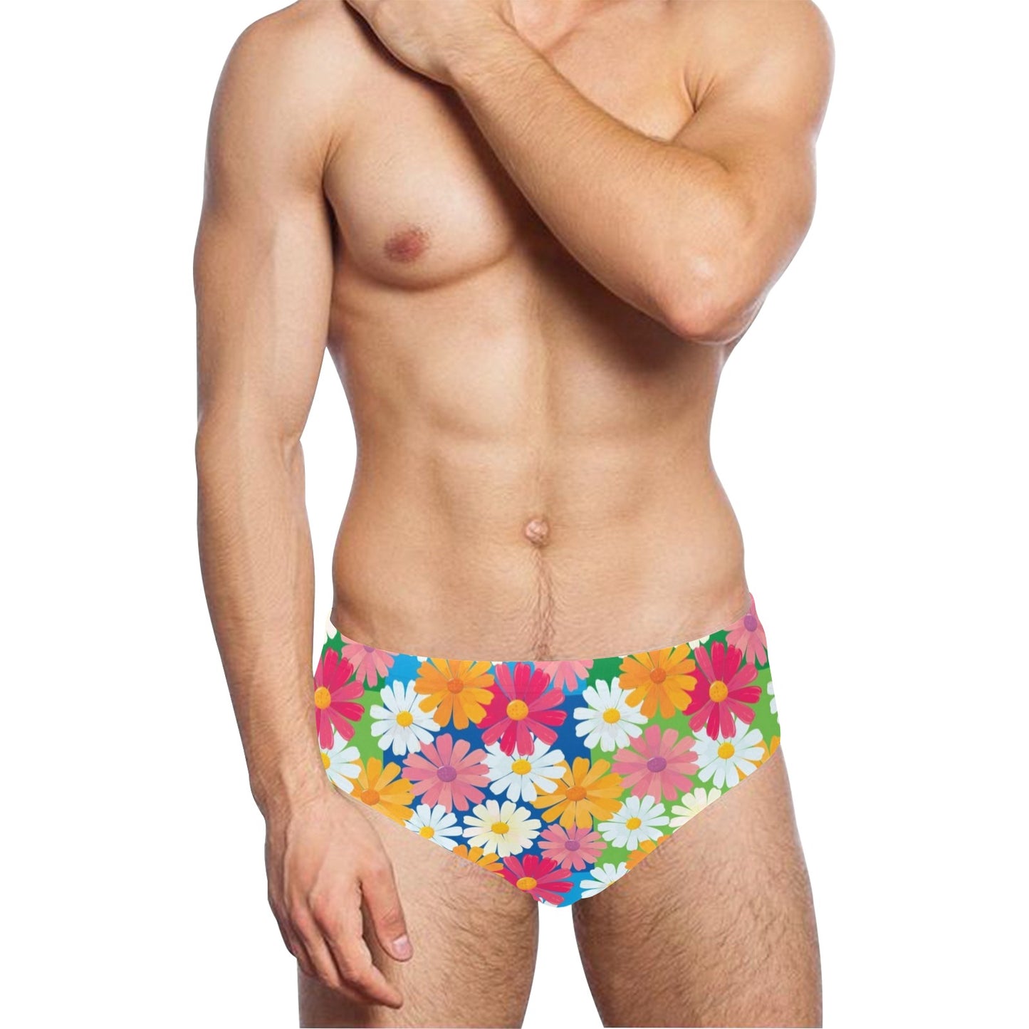 Daisy Pattern Print Design DS05 Men's Swimming Briefs