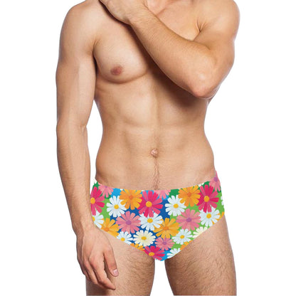 Daisy Pattern Print Design DS05 Men's Swimming Briefs