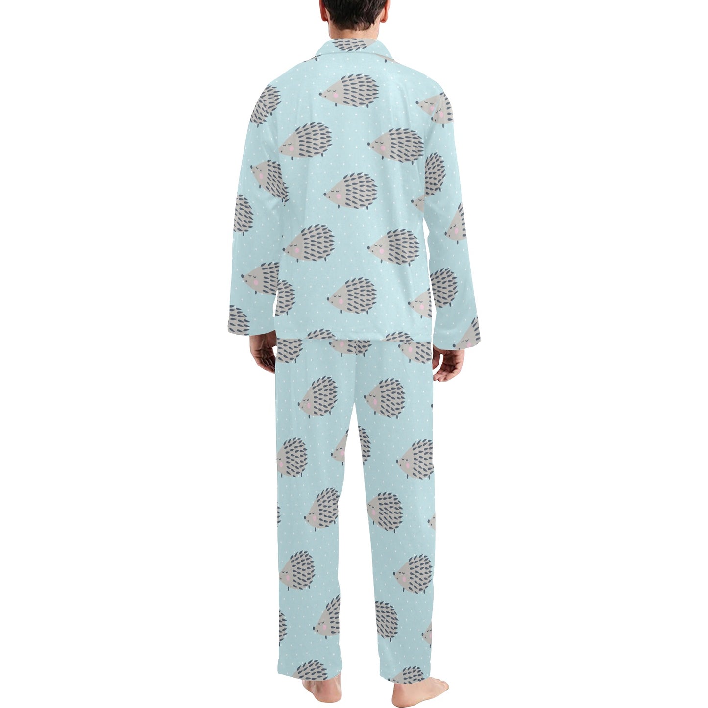 Hedgehog Pattern Print Design 02 Men's Long Pajama Set