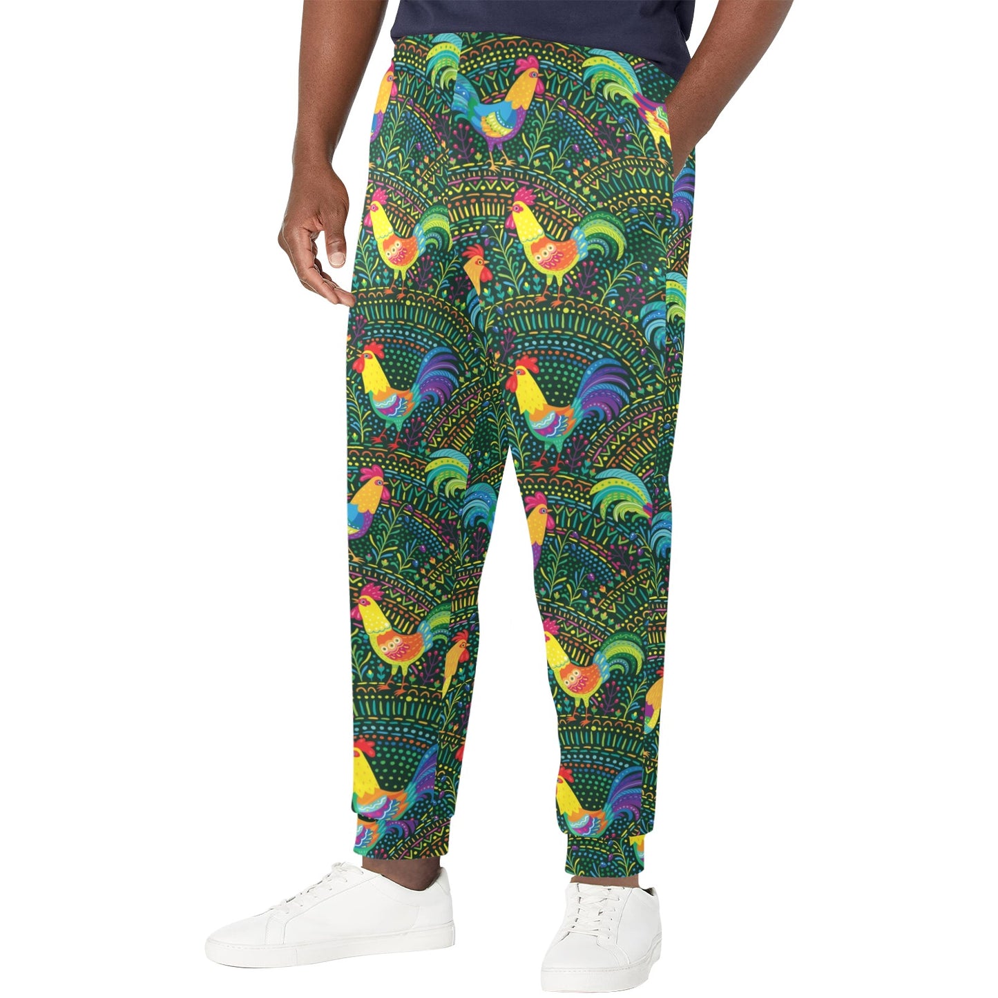 Rooster Pattern Print Design A01 Men's Casual Track Pants