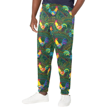 Rooster Pattern Print Design A01 Men's Casual Track Pants