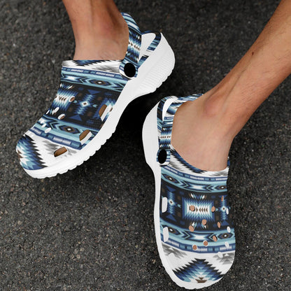 Navajo Dark Blue Print Pattern Unisex Clogs Shoes