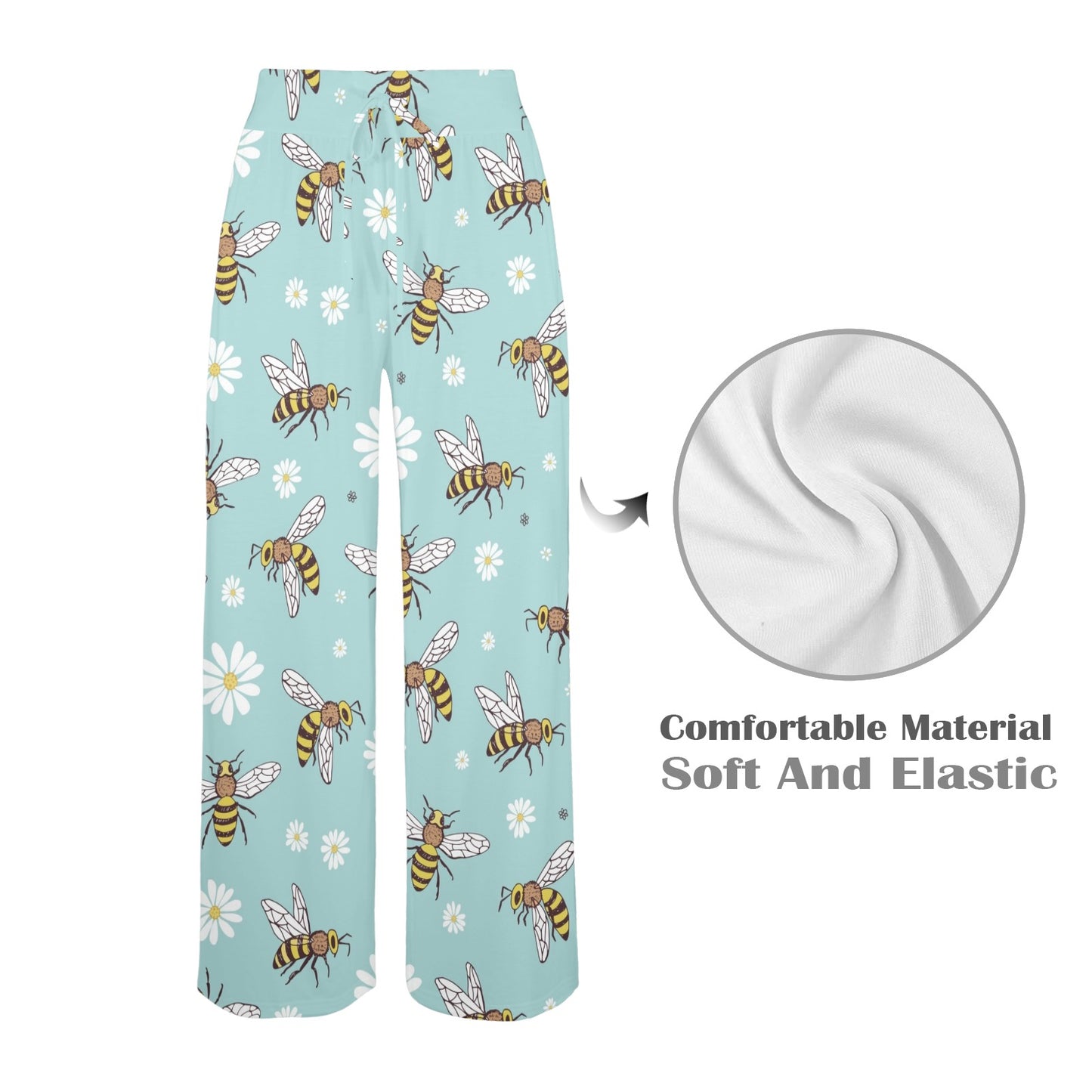 Bee Pattern Print Design BEE010 Women's Wide Leg Lounge Pants