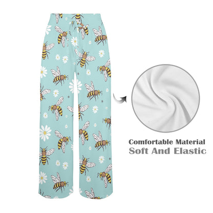Bee Pattern Print Design BEE010 Women's Wide Leg Lounge Pants