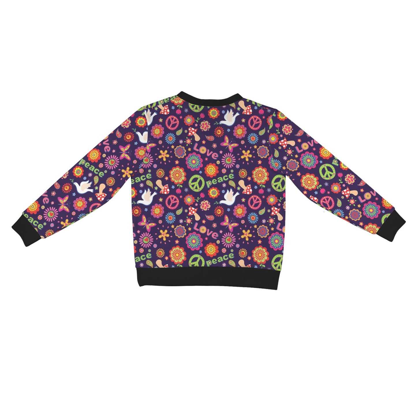 Flower Power Peace Design Print Women's Cardigan