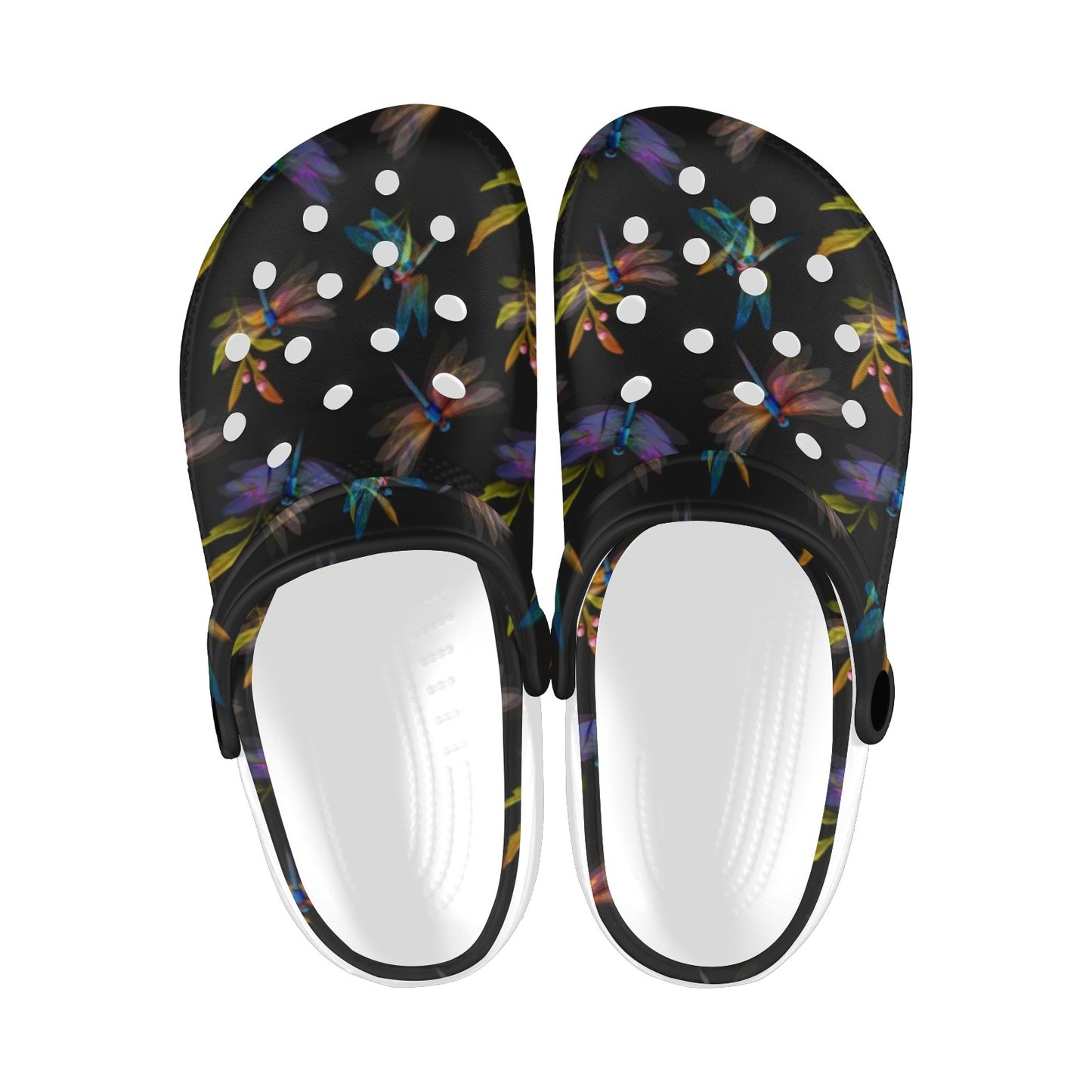 Dragonfly Colorful Realistic Print Unisex Clogs Shoes