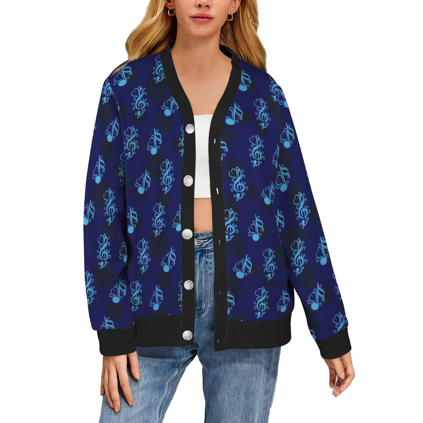 Music note Pattern Print Design A04 Women's Cardigan