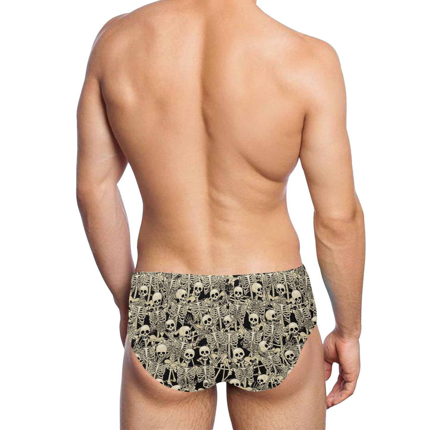 Skeleton Design Print Men's Swimming Briefs