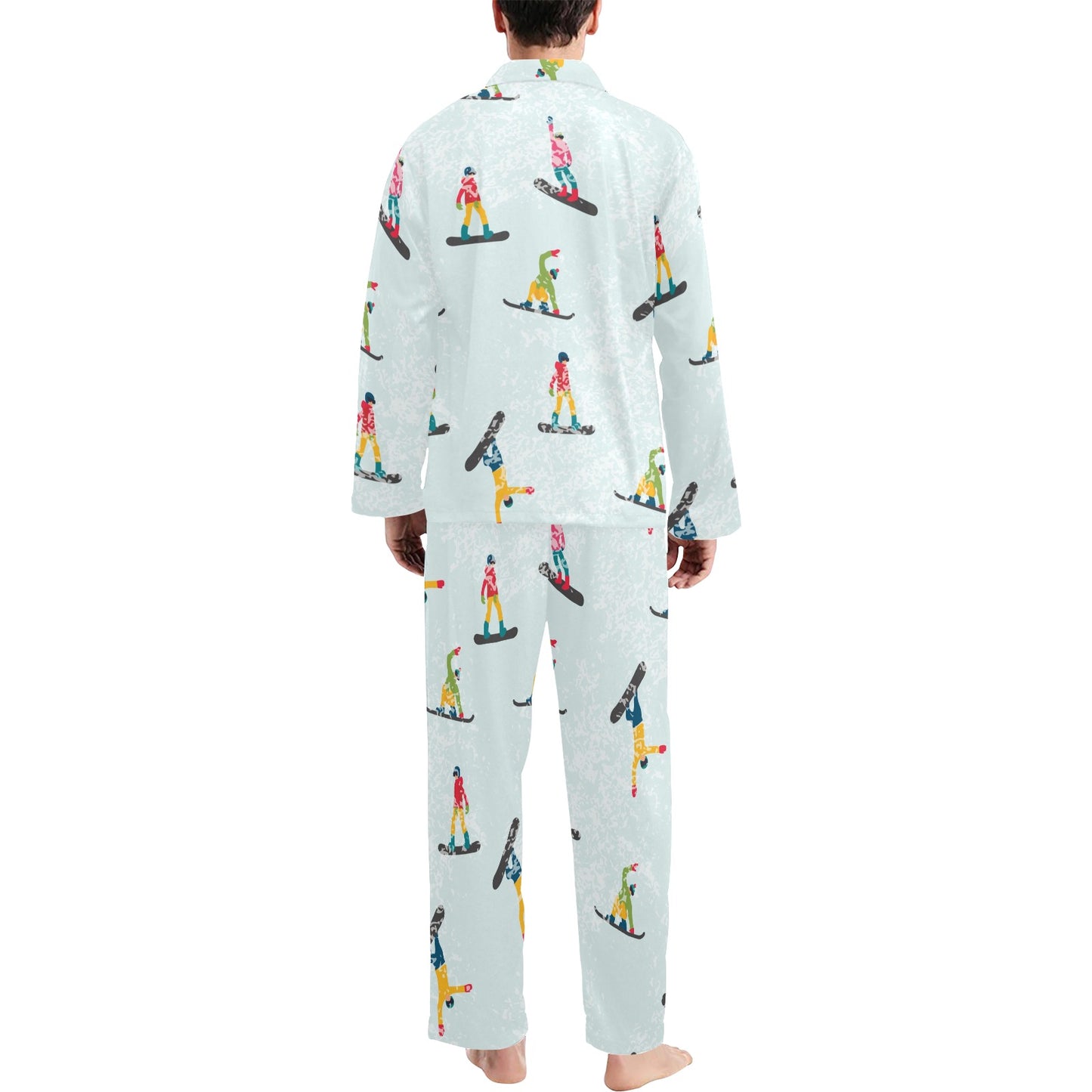 Snowboard Print Design LKS304 Men's Long Pajama Set