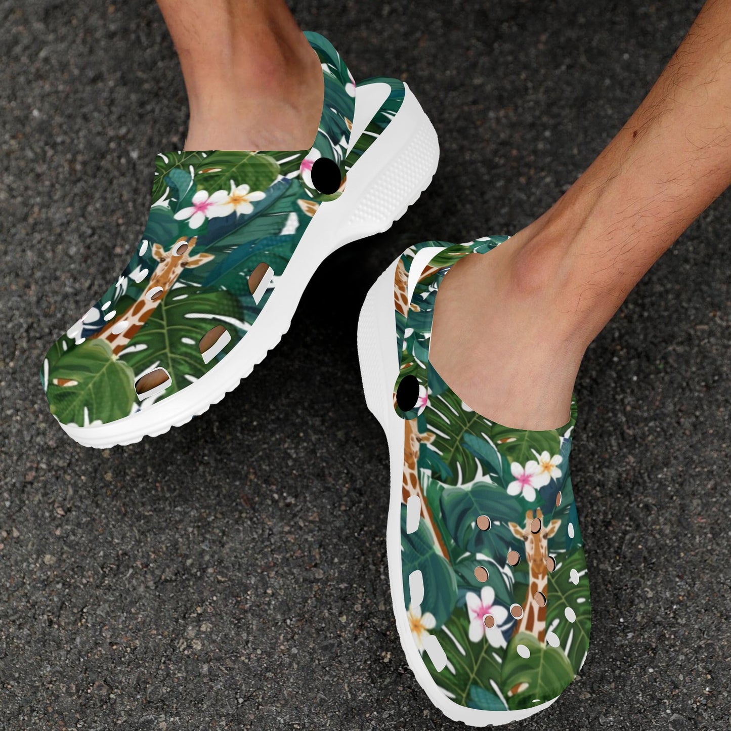 Giraffe Jungle Design Print Unisex Clogs Shoes
