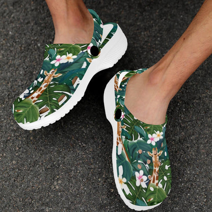 Giraffe Jungle Design Print Unisex Clogs Shoes